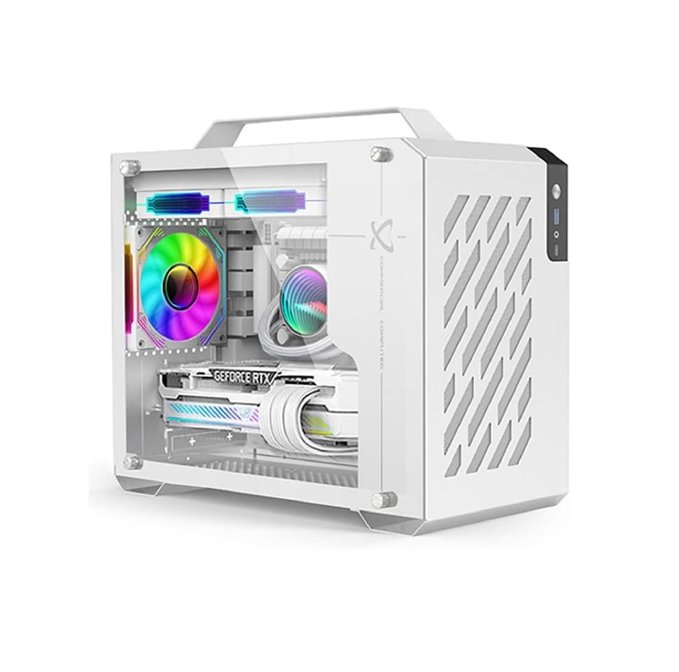 iDEALS PORTABLE MICRO BUDGET GAMING OR WORKSTATION DESKTOP PC WHITE : Corei7 PROCESSOR | GPU (OPTION)| 16GB RAM | 1TB NVME/SSD | Windows 10 | WIFI BT READY (CORE I7 + GTX 1070 8GB GRAPHICS)