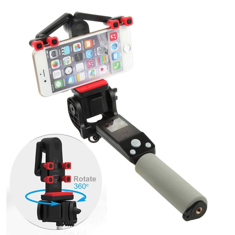 360° Rotating Bluetooth RC Selfie Stick, Wireless Panoramic Auto-Rotation Selfie Stick, Detachable Bluetooth Remote Control Retractable Universal Mobile Phone (Black)