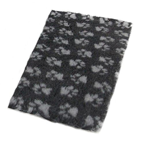 Pet n Home PnH Veterinary Bedding ® - NON SLIP - Rectangle 76cm x 50cm - Charcoal Paws - READY TO USE, SELVAGE EDGE REMOVED.