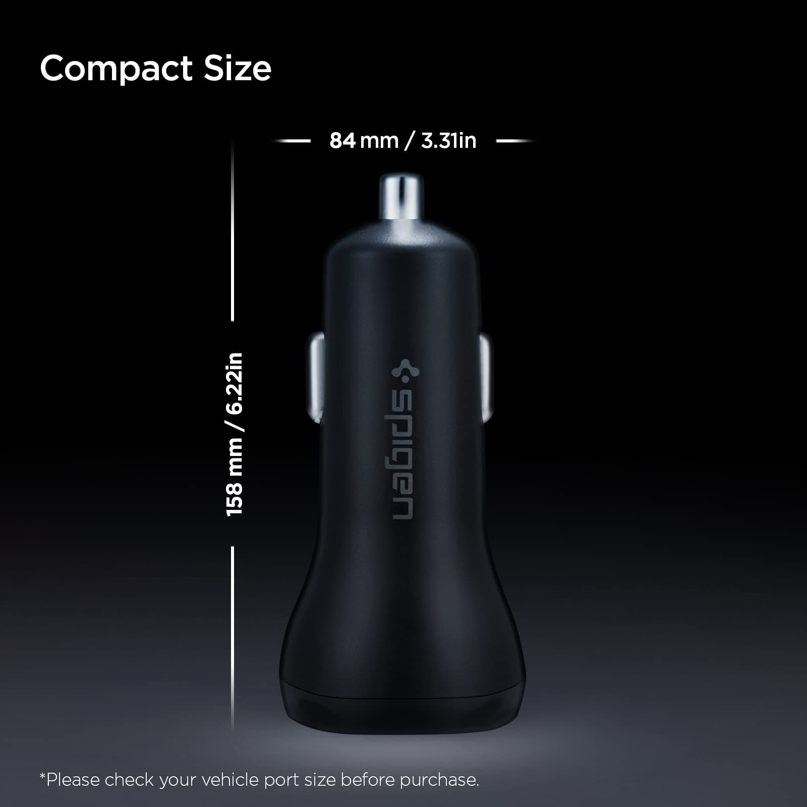 Spigen Essential 45W Car Charger Cigarette Lighter Socket (PD Support + QC3.0 Compatible) Car Charger / Compatible with iPhone 14 13 Plus Pro Max Mini / iPad / Galaxy S22 Series and More