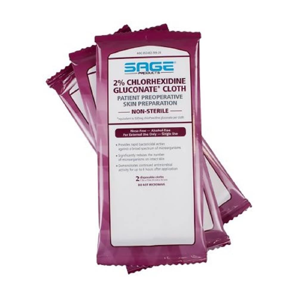 2% Chlorhexidine Gluconate (CHG) Cloths - Each (1 package of 3)