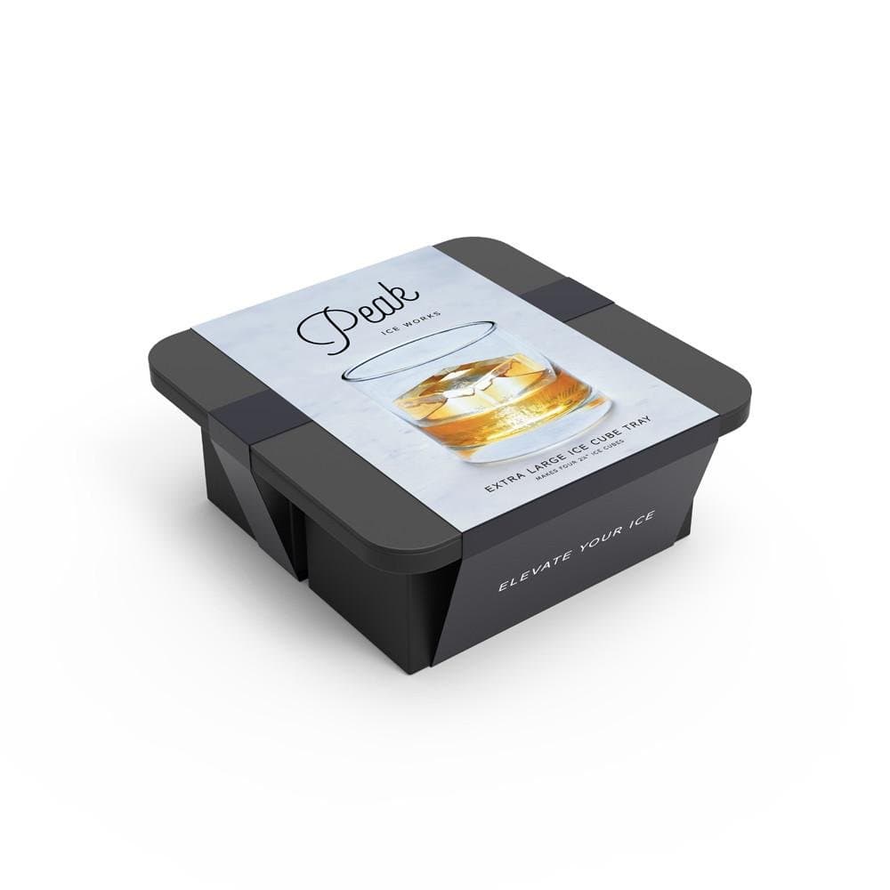 Peak Silicone Extra Large Cube Ice Tray w/ Protective Lid | Charcoal | Easy to Remove Ice Cubes | Food Grade Premium Silicone | Dishwasher Safe, BPA Free