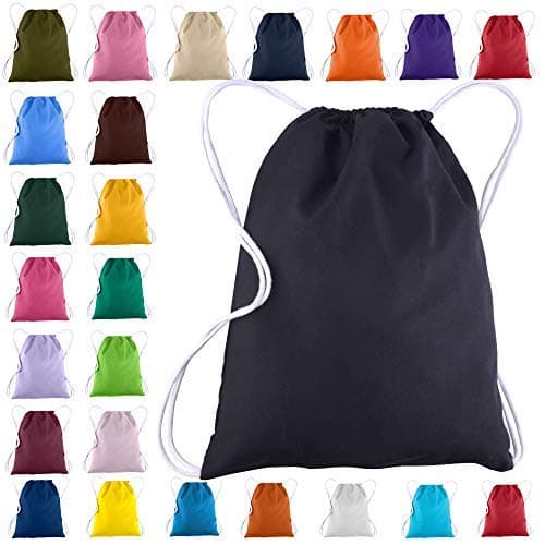 12pcs Drawstring Bags in Bulk - Wholesale Cotton Canvas Drawstring Backpacks - 14X18