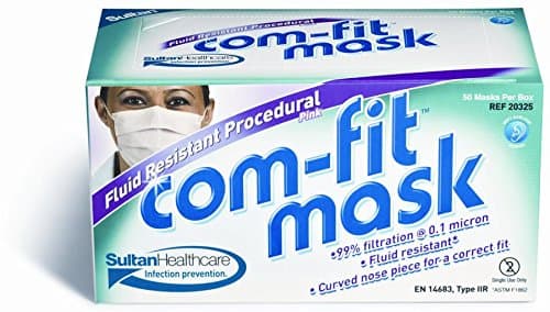 Sultan 20324 Comfit Fluid Resistant Earloop Mask, Blue (Pack of 50)