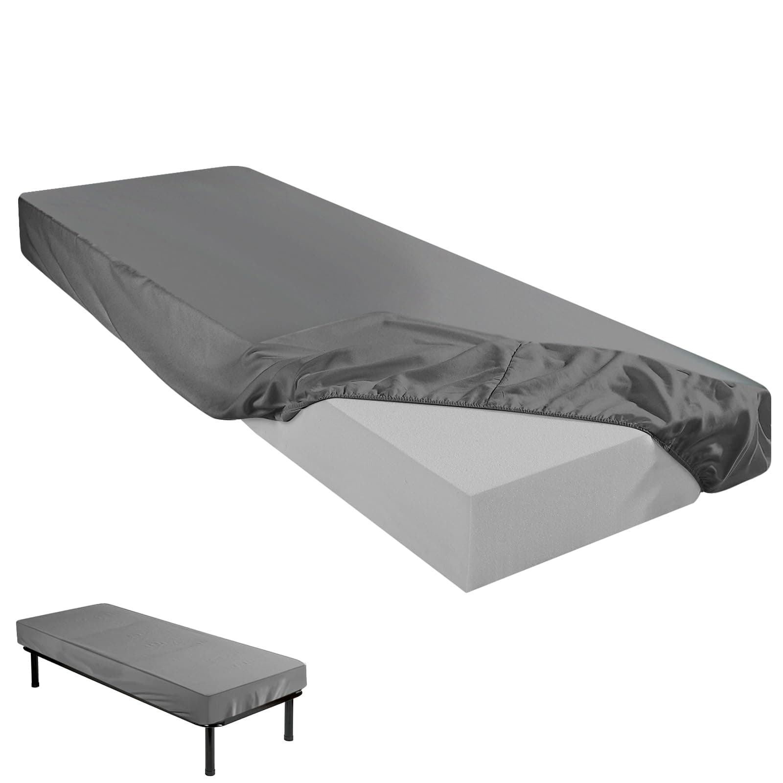 Baderke 75" x 31"x 9'' Cot Sheet (Sheet Only) Compatible with Narrow Twin Mattress Camp Bunk Beds RVs Microfiber Sheet for Bunk Guest Beds Army Cots Trifold Mattress (Dark Gray,1 Pack)