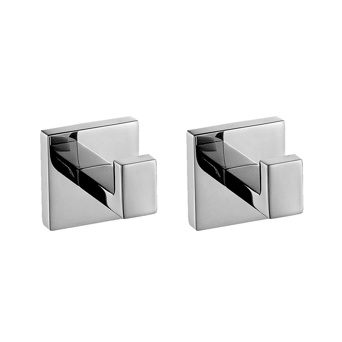 Aothpher Hand Towel Hook 2-Pack SUS304 Stainless Steel Bath Robe Hook Wall Mounted Modern Square Coat Hooks, Polished Chrome Finish