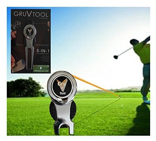 GruvTool 5-in-1 Divot Tool/Alignment Aid Detachable Golf Training Accessory by GruvTool