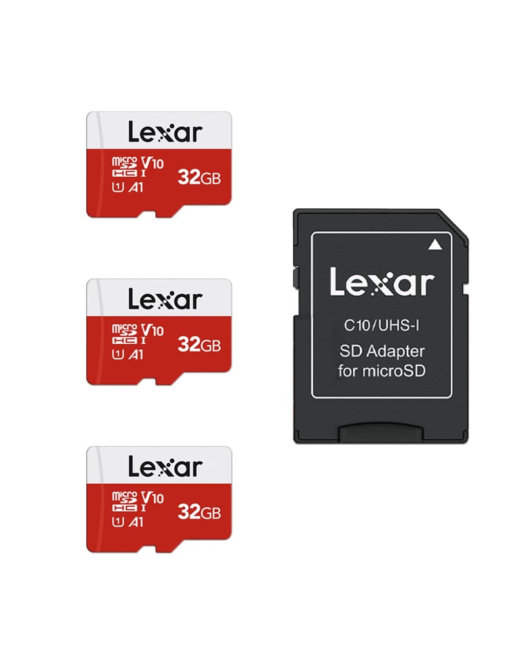 - 32GB Micro SD Card 3 Pack, microSDHC UHS-I Flash Memory Card with Adapter - Up to 100MB/s, U1, Class10, V10, A1, High Speed TF Card (3 microSD Cards + 1 Adapter)