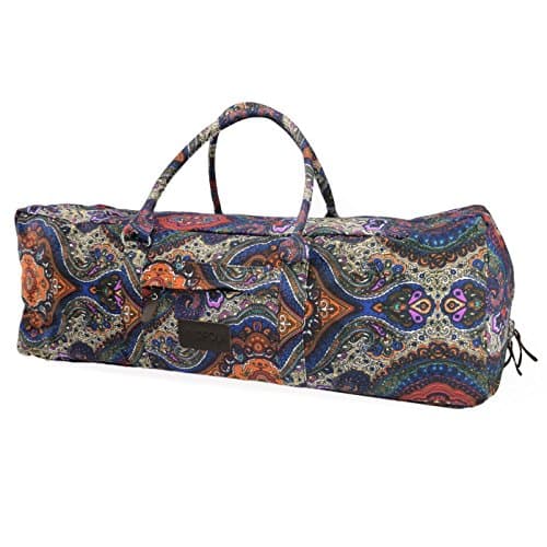 Kindfolk Yoga Mat Duffle Bag Extra Large XL Patterned Canvas with Pocket and Zipper