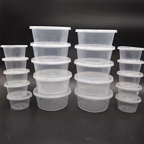 Jimess Slime Storage Containers, 20 Pack Foam Ball Storage Containers with Lids，10PCS 12 oz Big Size&10Pcs Small Size 3.4oz for Slime Glue Putty Making