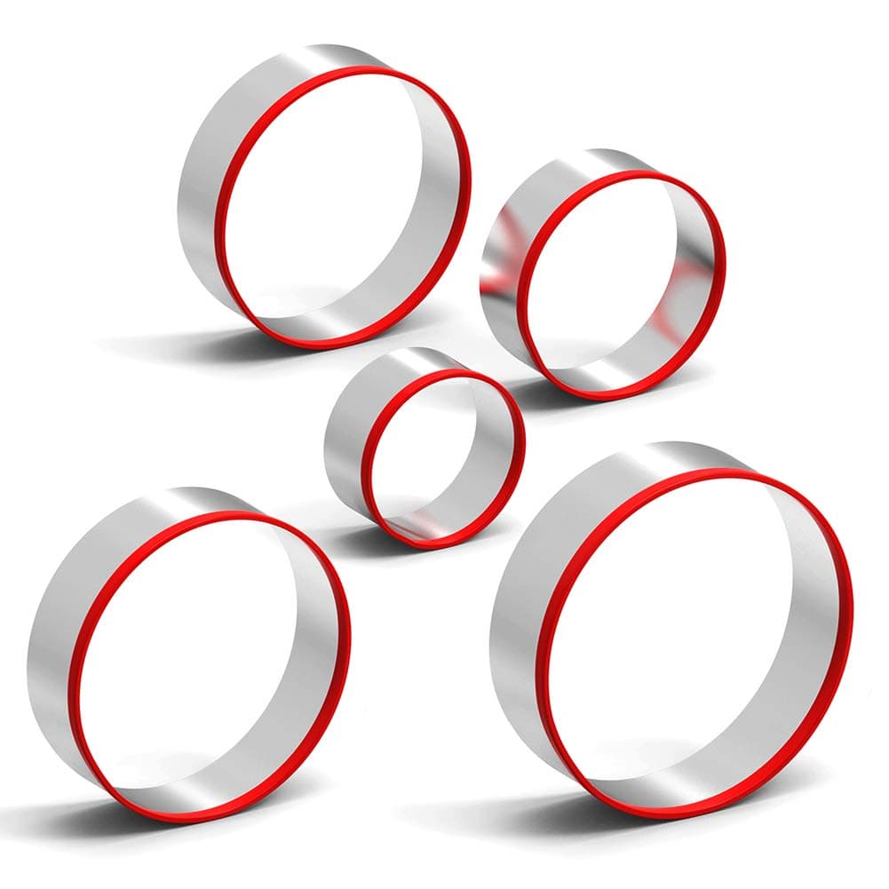 5-Piece Round Cookie Cutters Set 2” -2.5” – 3” -3.5” -4” Heavy Duty Circle Baking Pastry Set for Decorating Cup Cake and Making the Pies