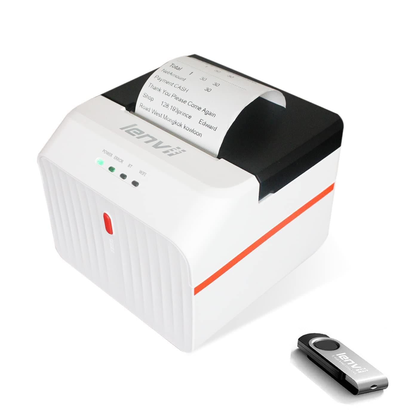 LENVII LV-R258 Desktop USB 58MM Thermal Receipt Printer POS Ticket Printer with High Speed Printing Mini Small Pos Receipt Printer Support ESC/POS/Window System Bill Printer