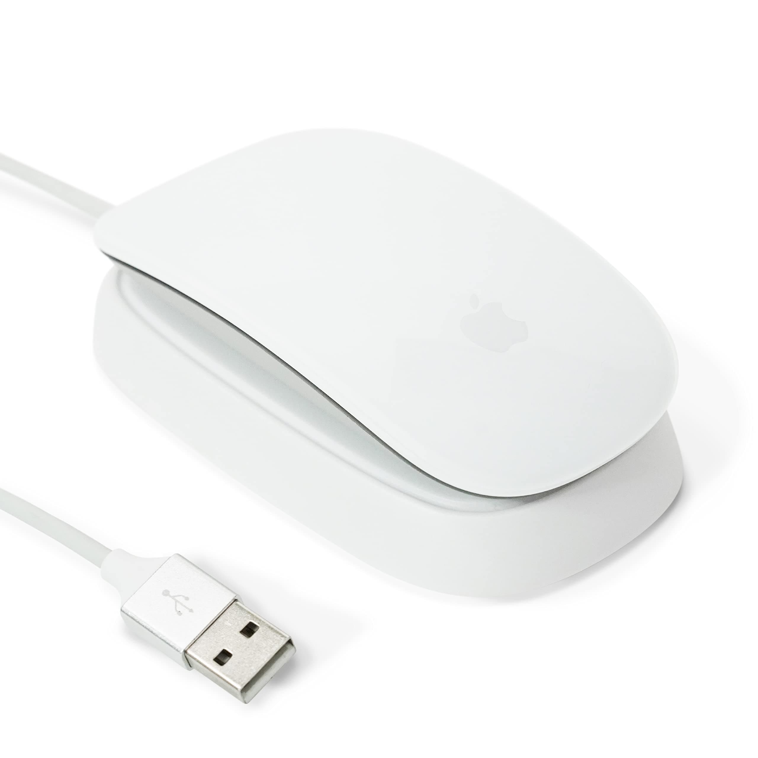 Ascrono - Charging Station for Apple Magic Mouse 2 - White - Perfect Magic Mouse 2 Accessories | Usable As Charging Dock, Stand & Charger | Includes 5ft (1.5m) USB-A to Lightning Cable