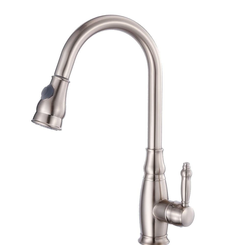 Cavoli 17 Inches Pull Out Sprayer Kitchen Faucet with Pull Down Sprayer, Single Handle Brushed Nickel Copper Faucets for Kitchen Sinks,3/8'' Adapters