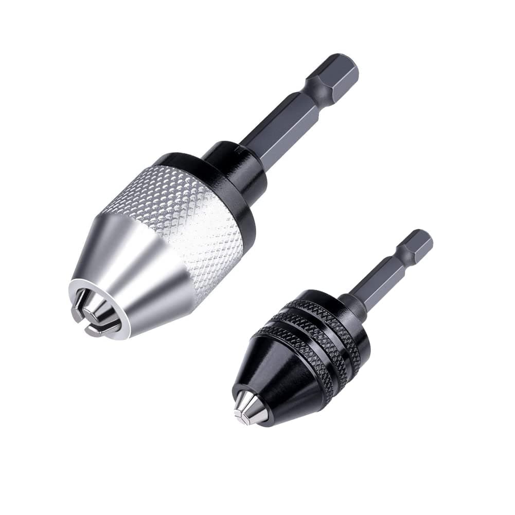 EUYuan 2PCS 0.3-6.5 mm&0.3-3.4 mm Quick Change Adapter, 1/4 Inch Hex Shank Keyless Drill Chuck Adapter for Micro Drill Bit