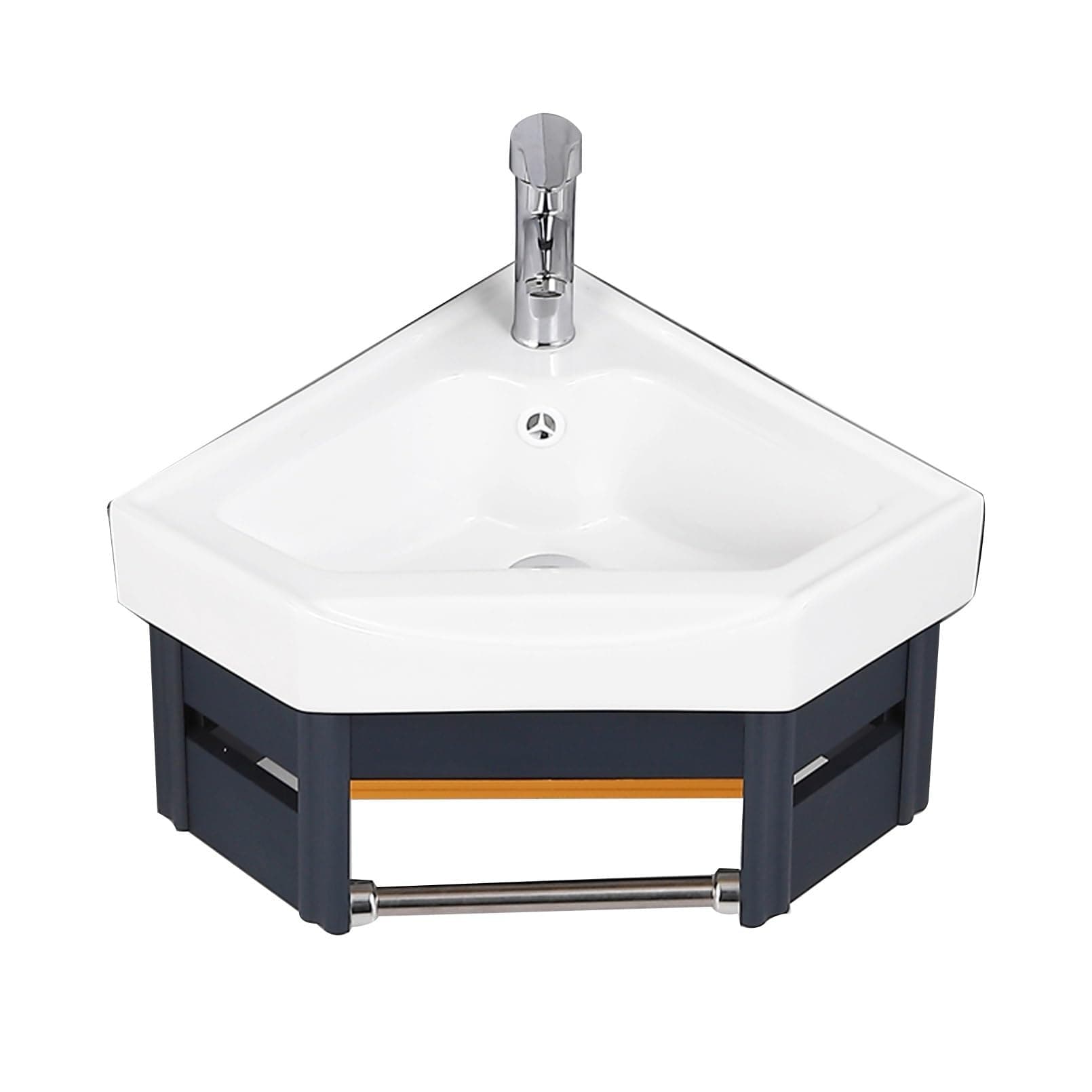 Wall Mounted Column Corner Washbasin Small Bathroom Ceramic Basin Space-Saving Floating Vanity 42cm/16.5" Elegant Bathroom Corner Sink (Color : 1)