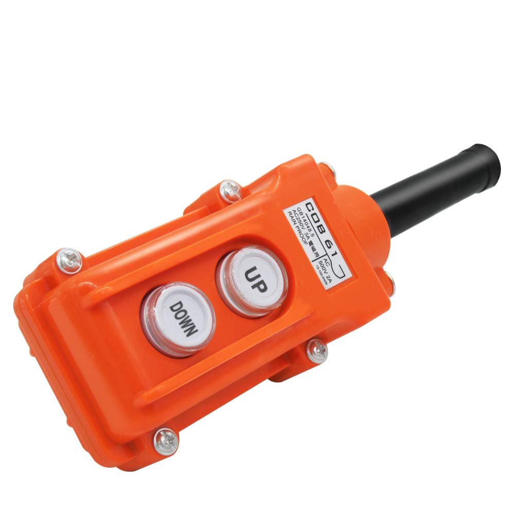 mxuteuk " Rain Proof Up-Down Switch Control Station, Crane Pendant Hoist Push Button Switch Momentary COB61-UP-DOWN