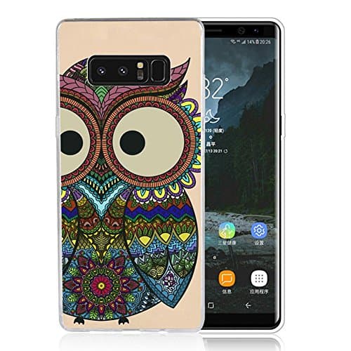 Samsung Note 8 Case Color Pencil Drawing owl, LAACO Scratch Resistant TPU Gel Rubber Soft Skin Silicone Protective Case Cover for Samsung Galaxy Note 8