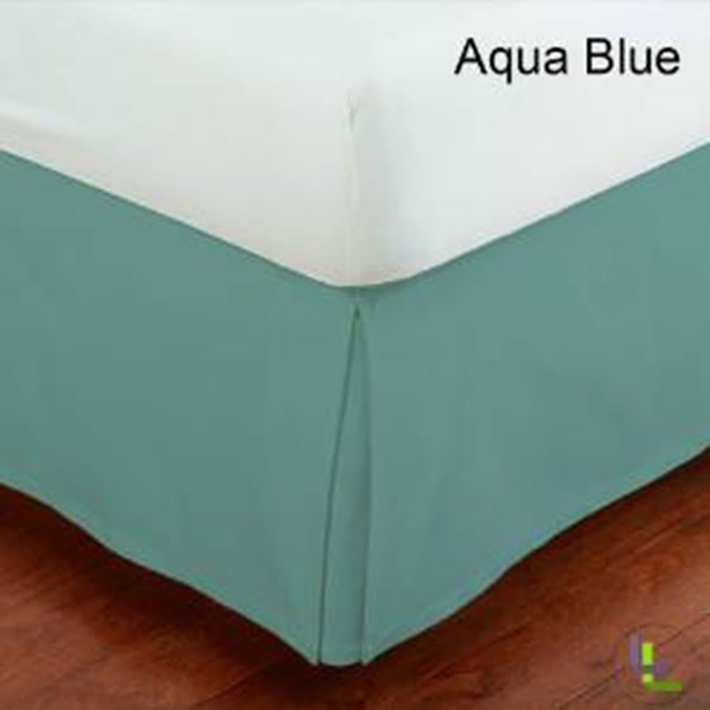 RishCreations Queen 300TC Aqua Blue Solid 100% Egyptian Cotton 1PCs Box Pleated Bedskirt Solid (Drop Length: 21 inches) Superb Finish