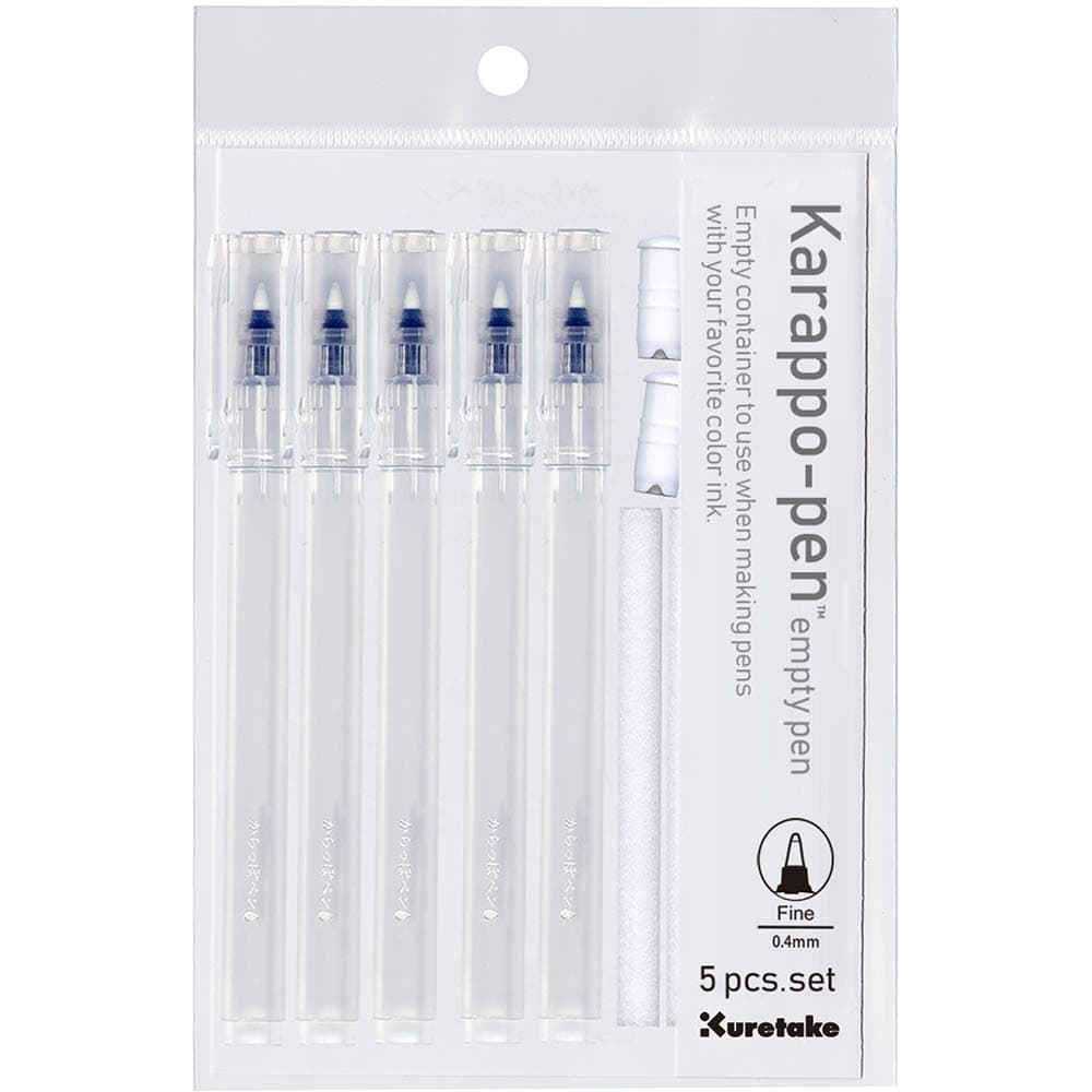 Kuretake ZIG Karappo Pen (Empty) Fine Tip 0.4mm 5/Pkg-CF060451
