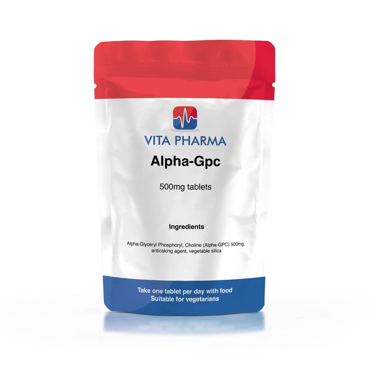 Alpha 99% GPC high Strength 500mg, 180 Tablets, 6 Months Supply, take one a Day, by VITA PHARMA, Suitable for Vegetarians, Produced HERE in The UK