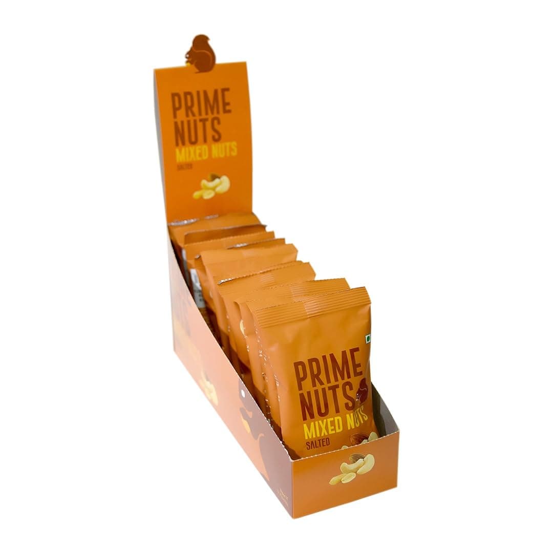 Prime Nuts Mixed Nuts Salted | Cashews, Peanuts, Almonds | High in Protein & Antioxidants | Dietary Fibre | Healthy Immune System | Ready to Eat Snacks | 12 x 20 gm