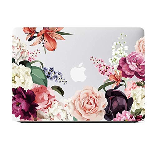 White Flower MacBook Pro 15.4 Inch Clear Case Model: A1398 Retina (Released 2012-2015), Soft Touch Protective Hard Shell Case with Keyboard Cover