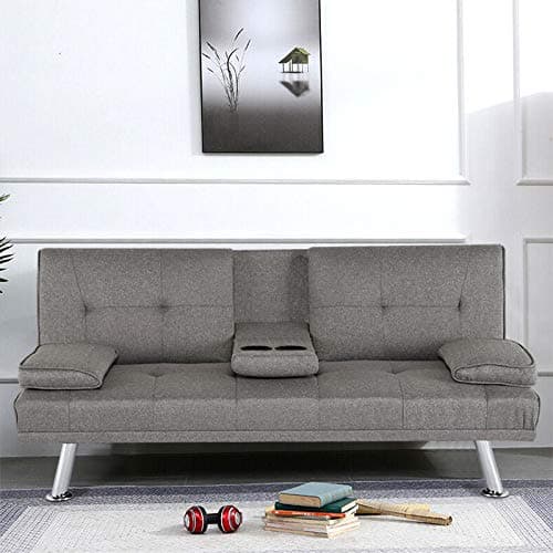 ColdShine Modern Sofa Bed 3-seater Multifunctional Sofa Convertible into Sofa Bed Adult Dormitory Bedroom Office Reception Room Gray
