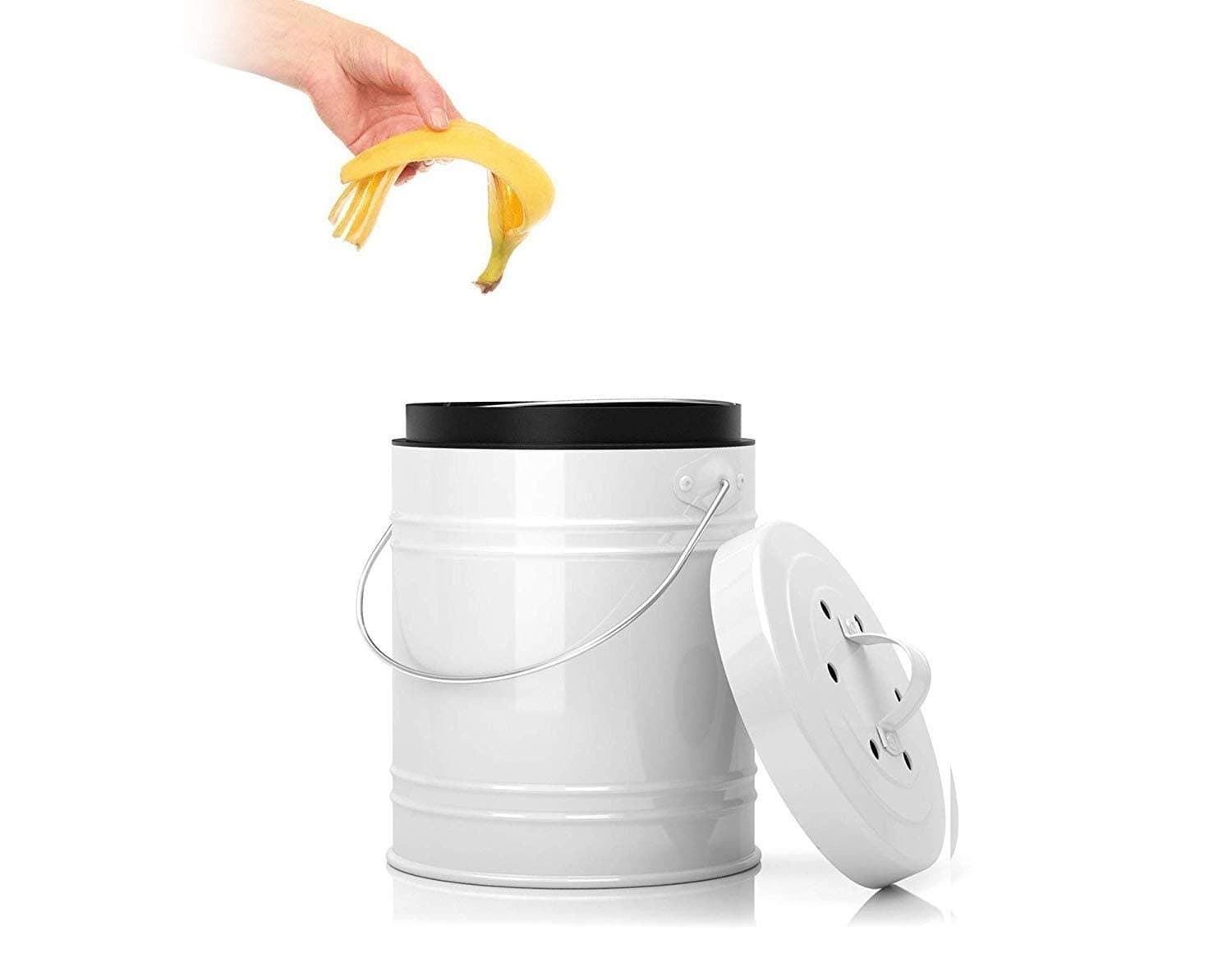 Green Gardenia Green Bin with Plastic Liner- Compost Bin -Rust Proof and Leak Proof - Built Tough to Last a Lifetime