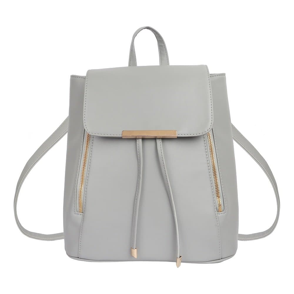Lychee bags Women Pu Grey Backpack
