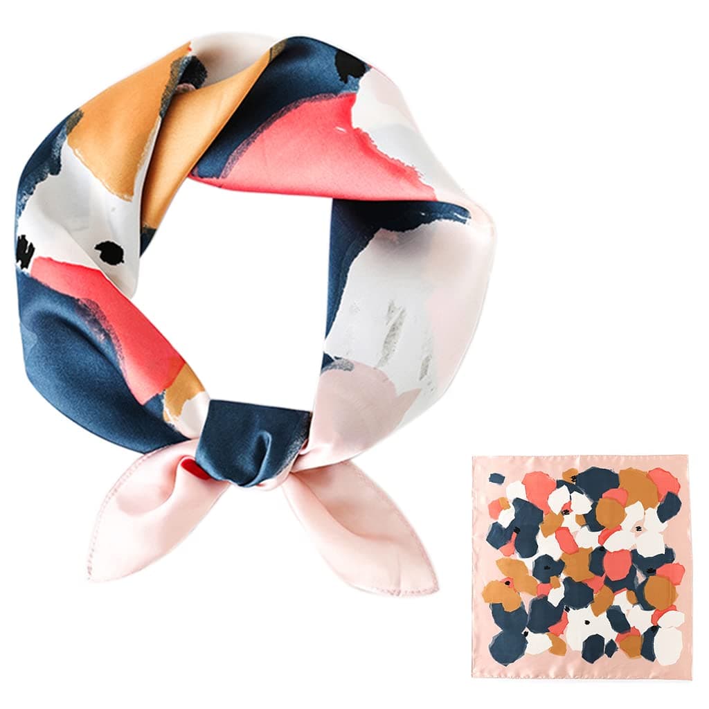 Women's Polyester Square Scarf - Printed Comfy Satin Silk-Feel Head Neck Stole Wrap - Medium 22×22 Inches