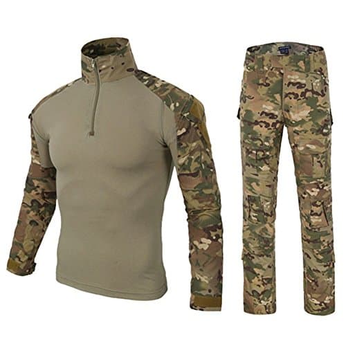 TOMITANY DXdesign Tactical 1/4 Zip Combat Long Sleeve 2 Choice of T-Shirt/Set Slim Fit Hunting Military Uniform Dry Quick