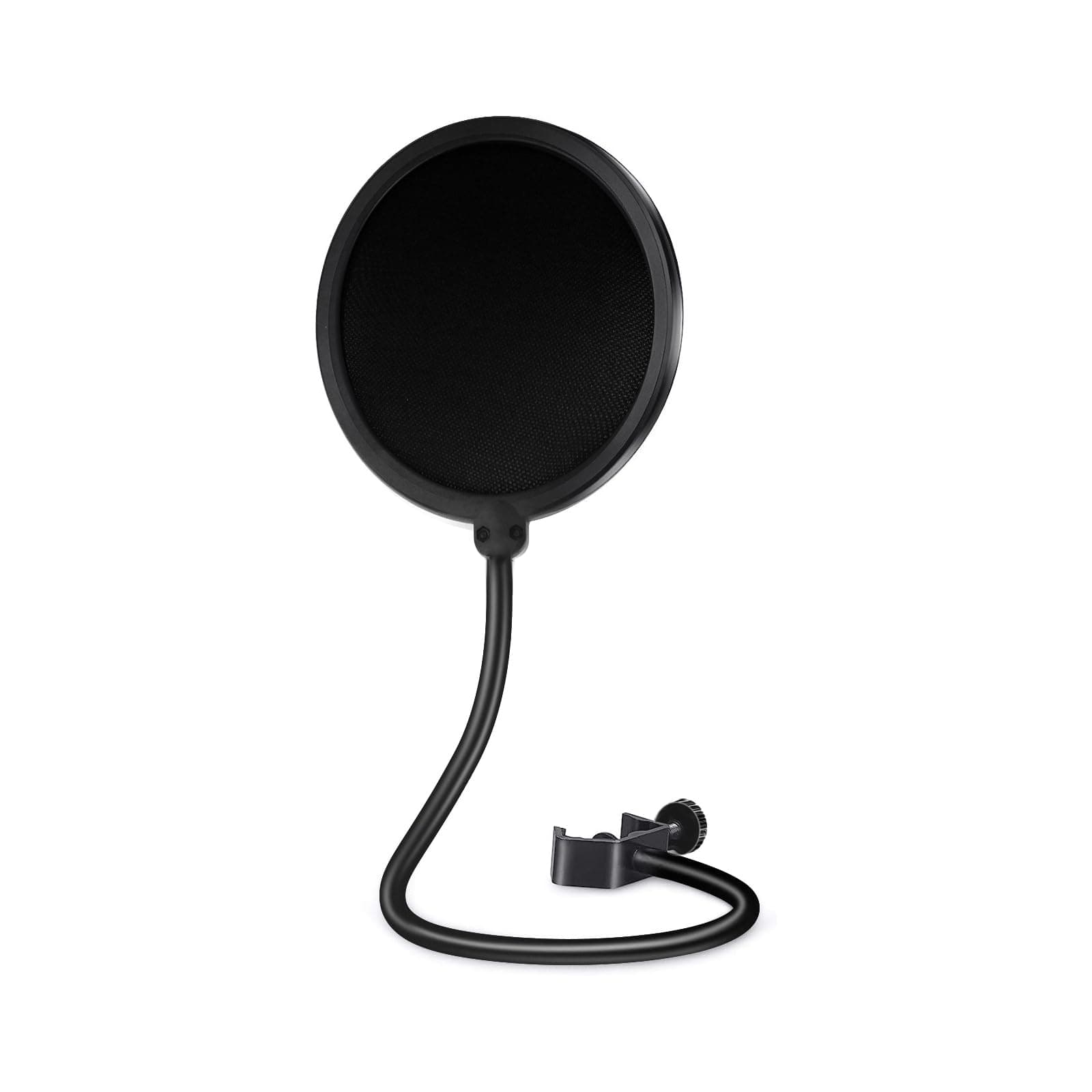 SUUNTOK Microphone Pop Filter for Blue Yeti and Other Mics, Dual Layered Wind Screen with Enhanced Flexible 360° Gooseneck Clip Stabilizing Arm for Vocal Recording, Live Broadcasting, Gaming