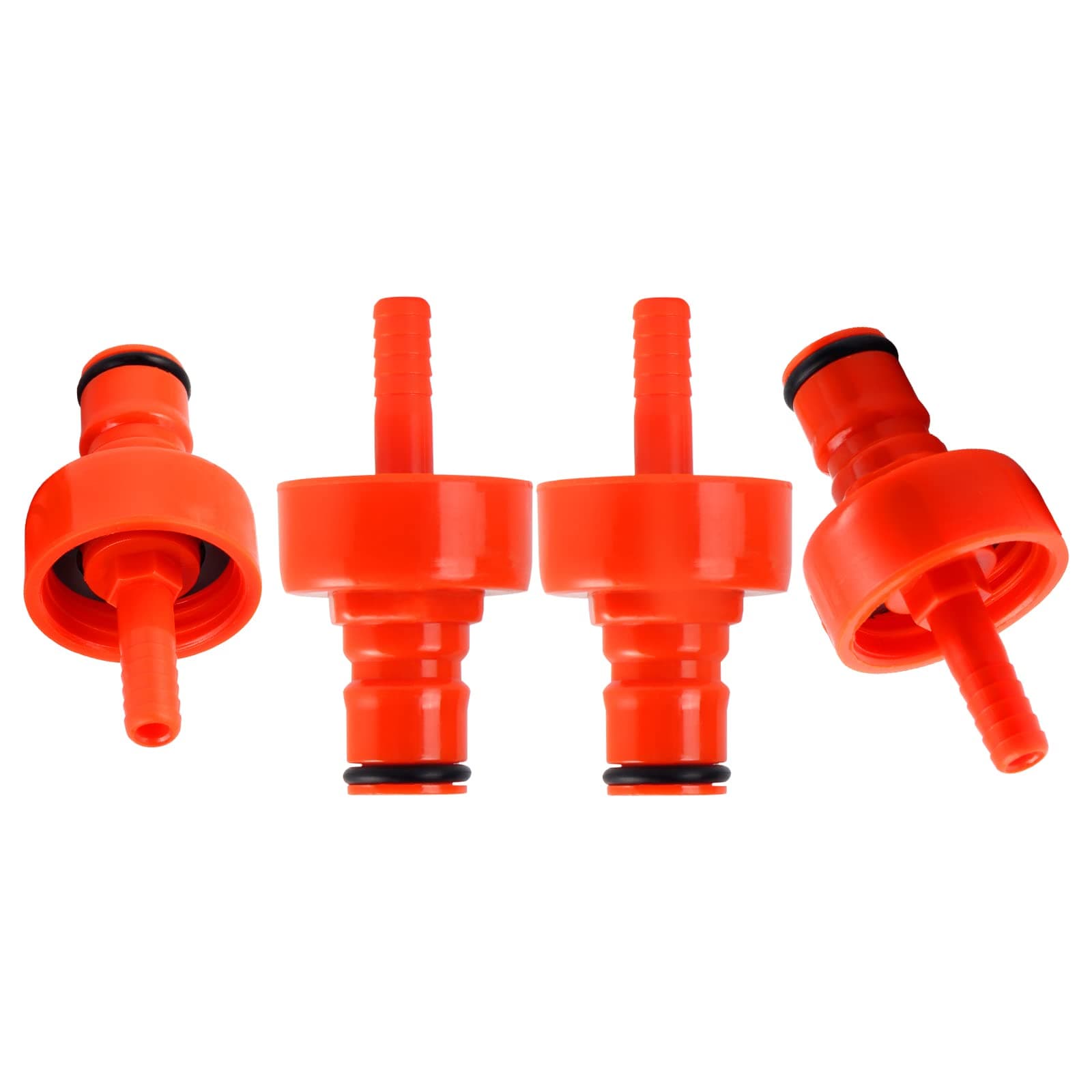 Plastic Carbonation Cap, 4 PCS Ball Lock Keg Post 5/16'' Beer Line Nipple Barb Homebrew Kegging Soft Soda Drink PET Bottles Counter Pressure Bottle Filling Cap with Spare Sealing Gasket O-rings