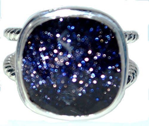 Blue Goldstone Solitaire Sterling SILVER Ring, All Sizes available, Handmade Cocktail Rings, Sunstone