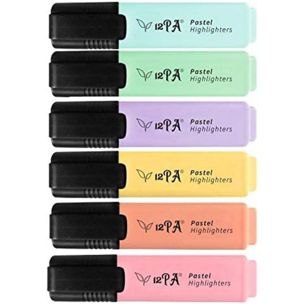 12PA Pastel Highlighters | 6 Assorted Colours