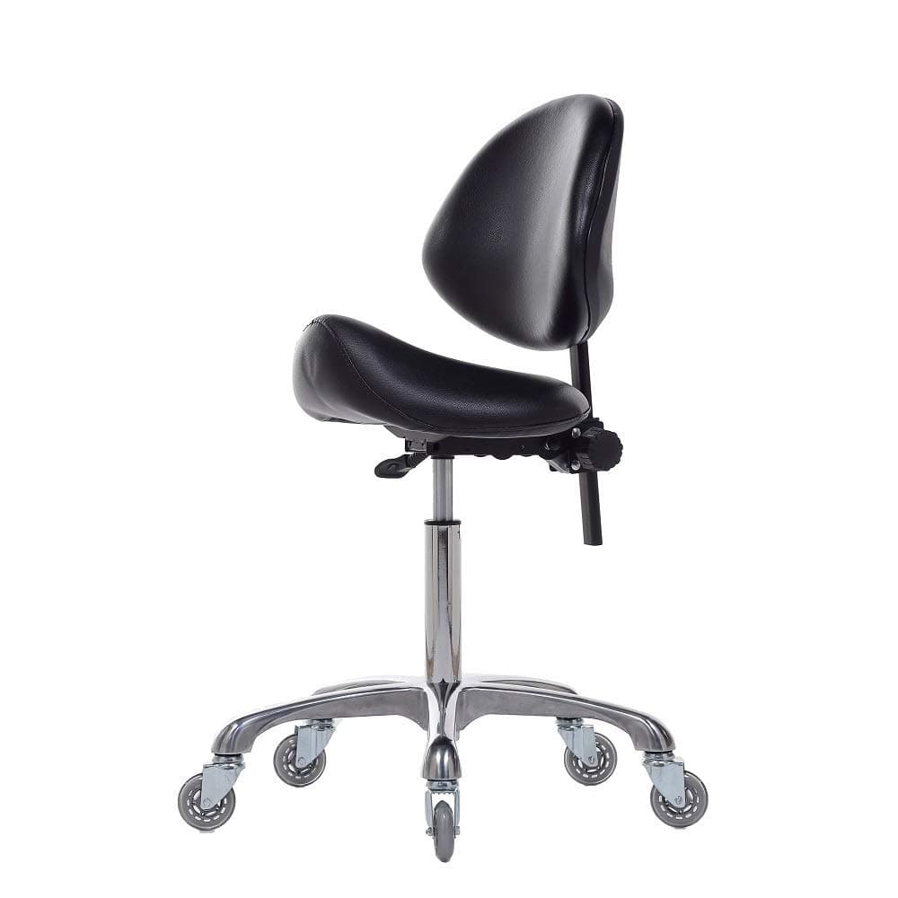 Adjustable Saddle Stool Chairs with Back Support Ergonomic for Medical Clinic Studio Salon Office and Home (Black)