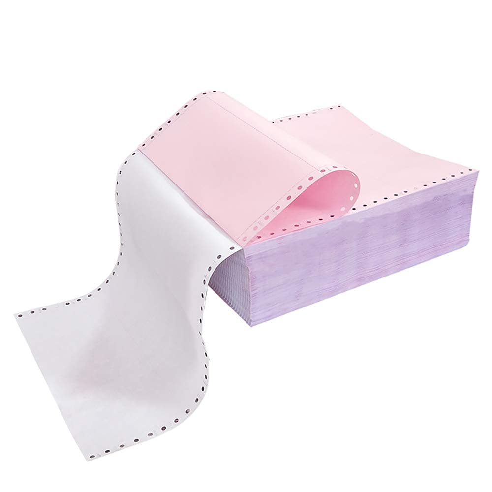 FirstZi 9-1/2 x 11 Inches NCR Continuous Feed Computer Paper 2-Ply, 1000 Count Carbonless Copy Paper for Dot Matrix Printers, 2-Part 500 Sets, Margin Perforated, White/Pink