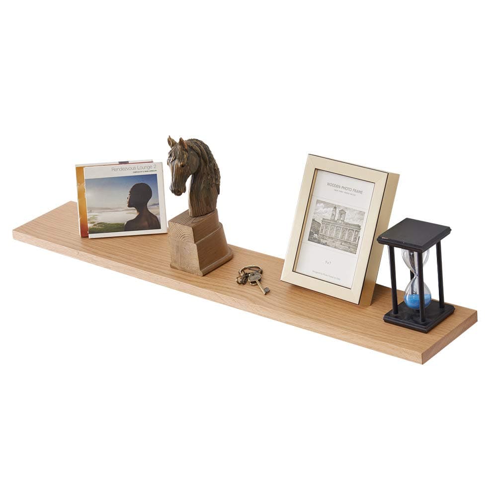 INMAN HOME Oak Floating Shelf Picture Ledge Shelf Rustic Solid Oak Wall Mounted Shelf WoodHanging Organizer Bookshelf For Living Rome Bedroom (Natural, 80CM)