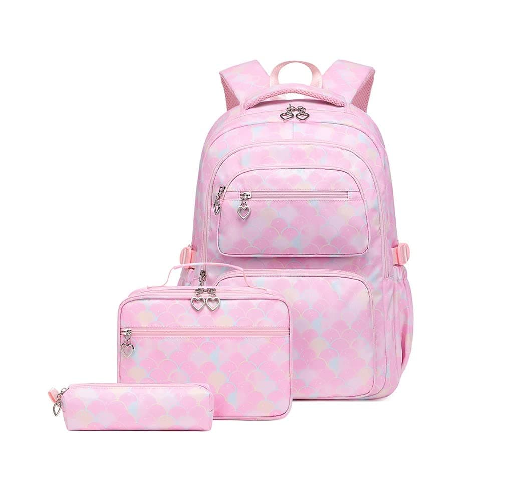 School Backpack Set for Girls Kids Elementary Middle Back Pack Bookbag with Lunch Bag