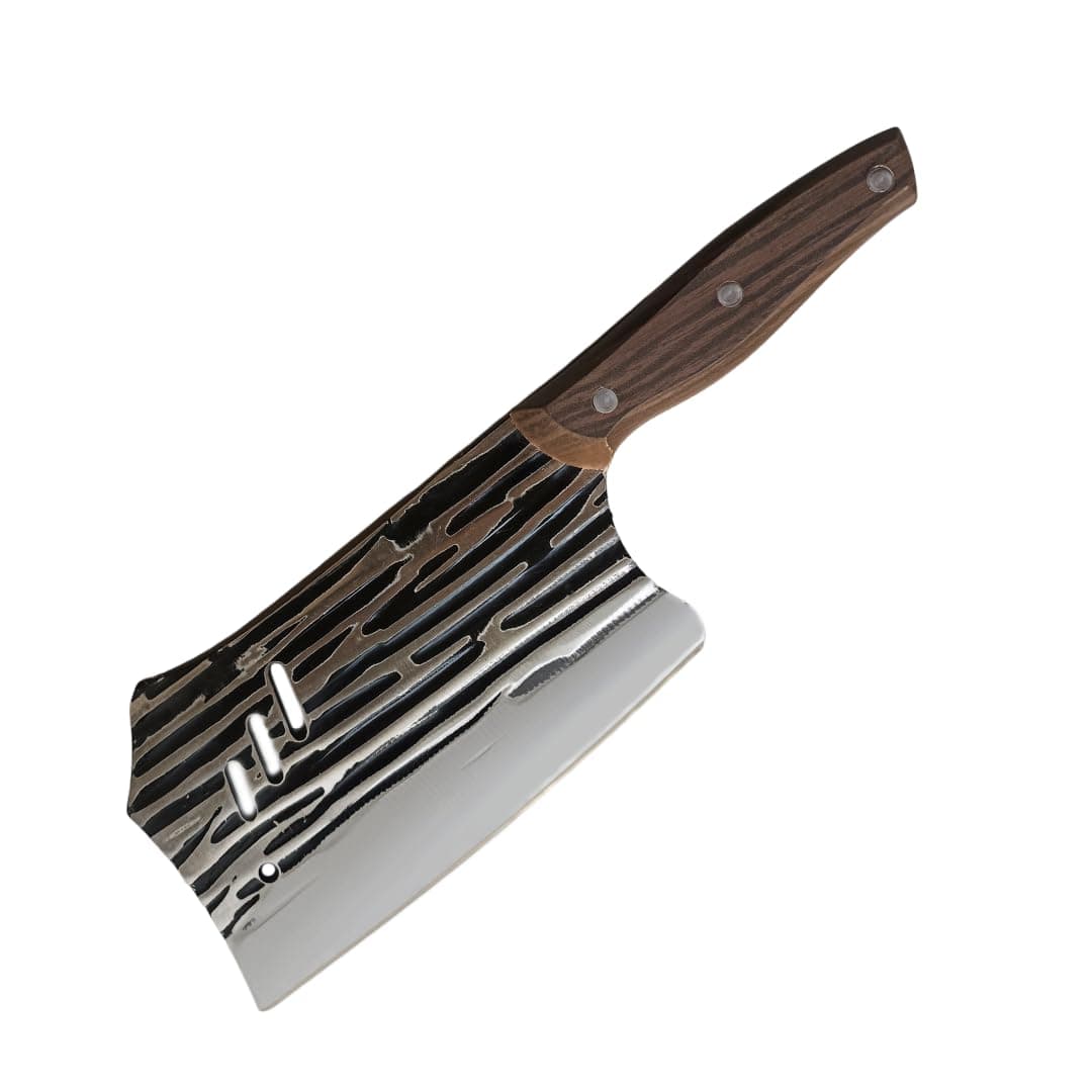 - Machado Professional Wavy Pattern Serbian Rivet Fixed Butcher Knife, Hand-Forged Precision, Ideal for Meat and Poultry