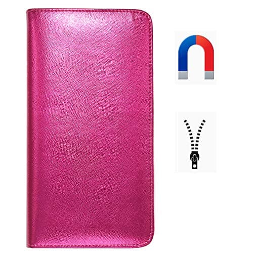 4.7 X 9 Hot Pink Server Book for Waitress Book with Money Pocket and Magnetic Closure, Restaurant Waitstaff Organizer with Zipper Pocket Fit Server Apron with High Volume Pocket