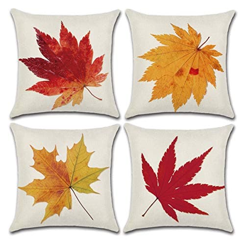 CARRIE HOME Maple Leaf Pillow Covers Autumn Fall Decor Throw Pillow Covers 18x18 inches for Home and Outdoor, Set of 4