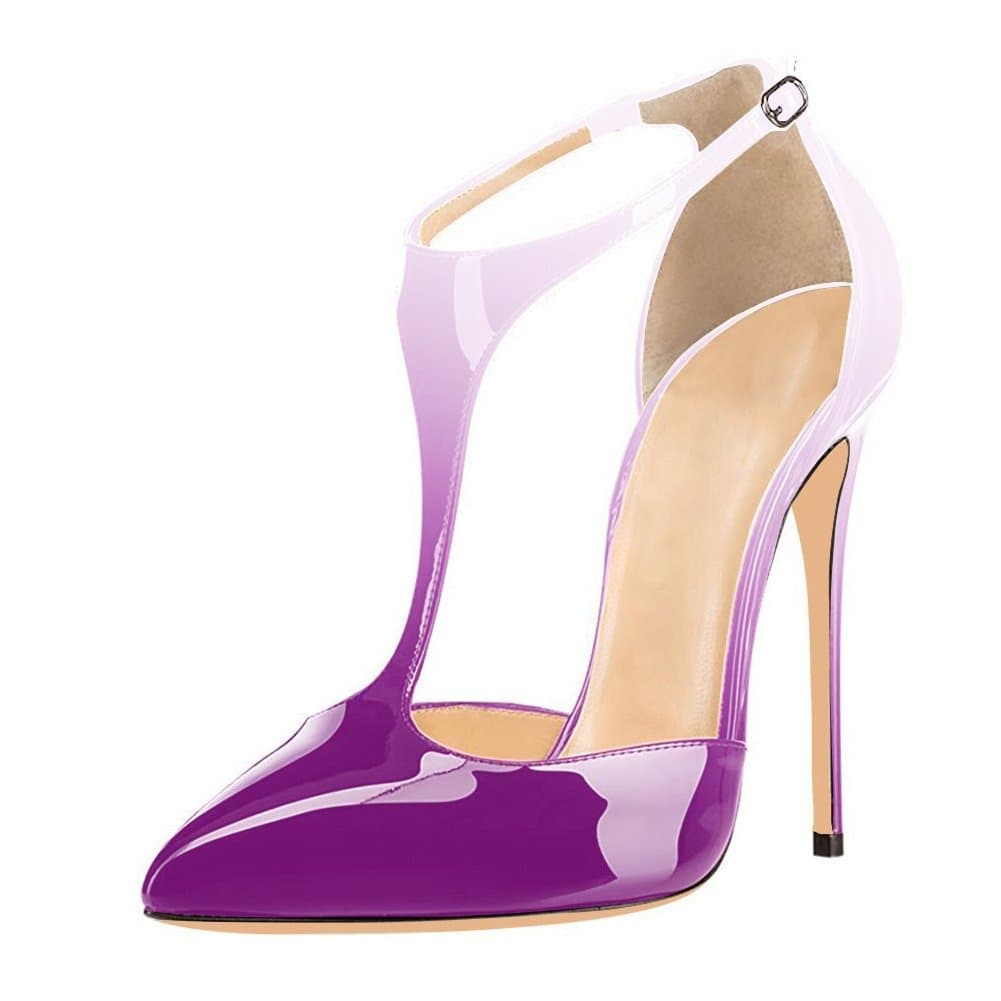 UMEXI Pointed Toe T Strap High Heels Ankle Strap Sandals Stilettos Evening Shoes for Women