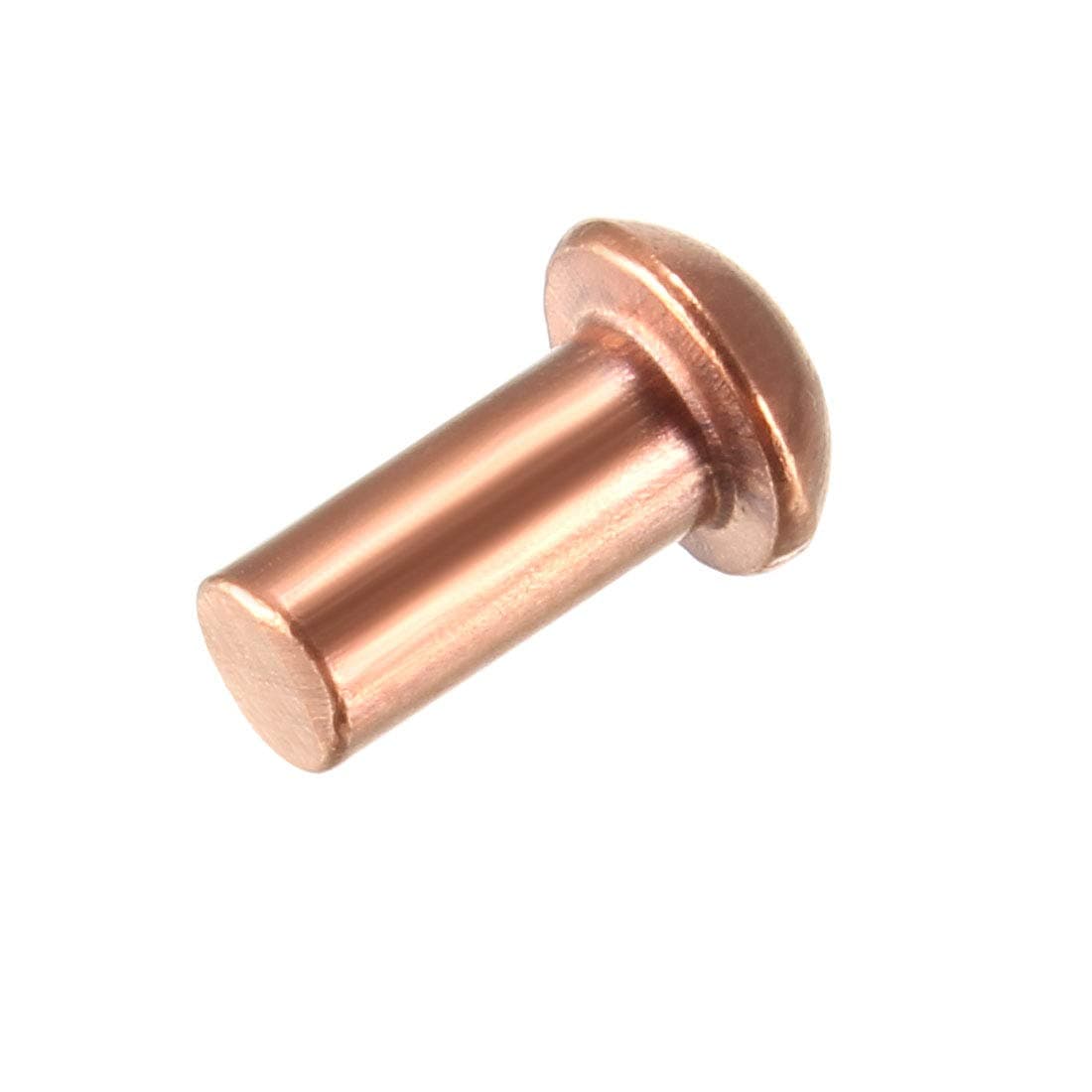 sourcing map 100Pcs 1/8"x15/64" Round Head Copper Solid Rivets Fastener