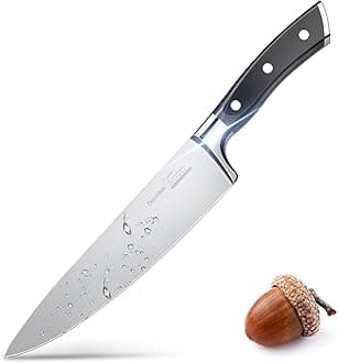 Chef Knife, 8" Kitchen Knife for Cutting & Cooking, High Carbon German Steel Razor Sharp Knives, Professional Meat Knife with Full-Tang Handle