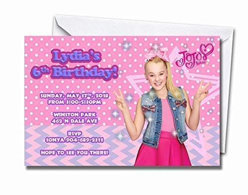 JOJO Siwa Personalized Birthday Digital Invitations More Designs Inside! Includes Envelopes Cardstock Matte Banner Balloon