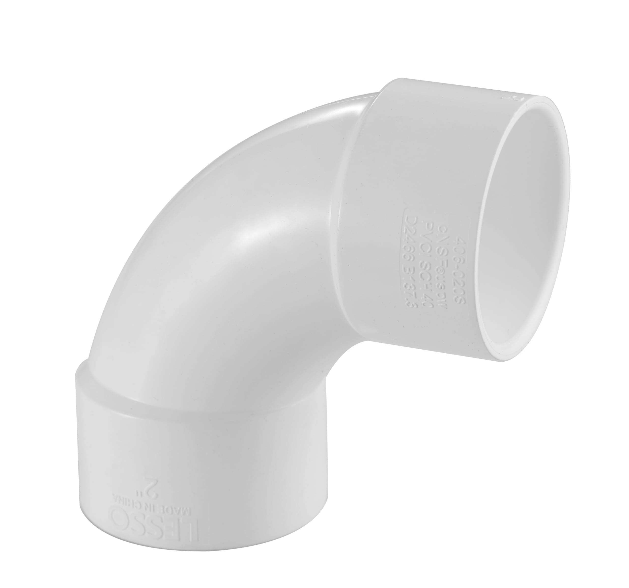 406 Series PVC Pipe Fitting - 90°Sweep Elbow - Schedule 40 (White) - 2-1/2" (SOC × SOC) / High-Flow Capacity/Plumbing (406-025S) (1 Pack)