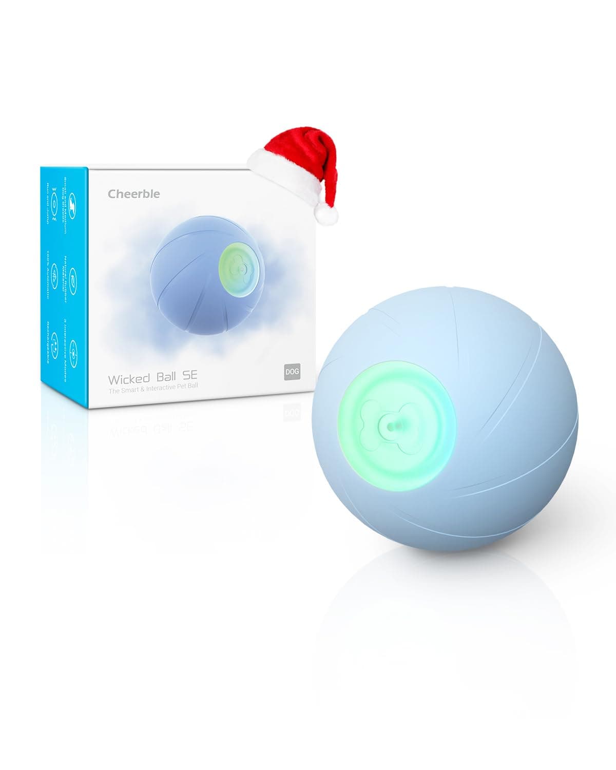 CheerbleSmart Interactive Dog Toy, Wicked Ball SE, Automatic Moving Bouncing Rotating Ball, Active Rolling Ball for Toy and Small Dogs, Peppy Pet Ball with Lights, Fun Birthday Gift (Blue)