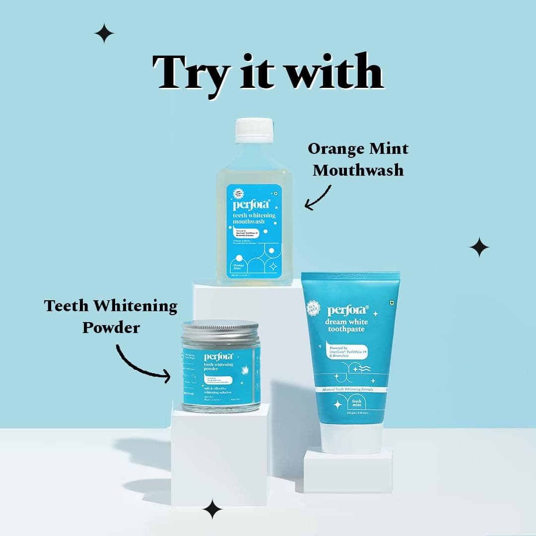 Perfora Whitening Toothpaste - 450 gms (150g X 3) | Instant Teeth Whitening Toothpaste | SLS Free Toothpaste | No Artificial Sweeteners | Vegan Friendly Gel Toothpaste - Fresh Mint (Flavor)(Pack of 3)